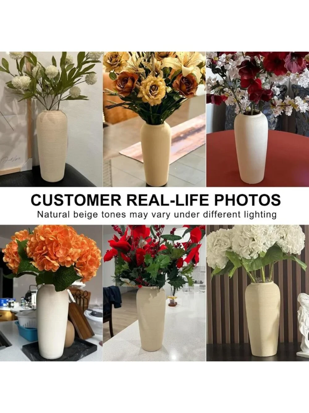 Stylish 12-Inch Tall Neutral Textured Ceramic Vase for Elegant Home Decor
